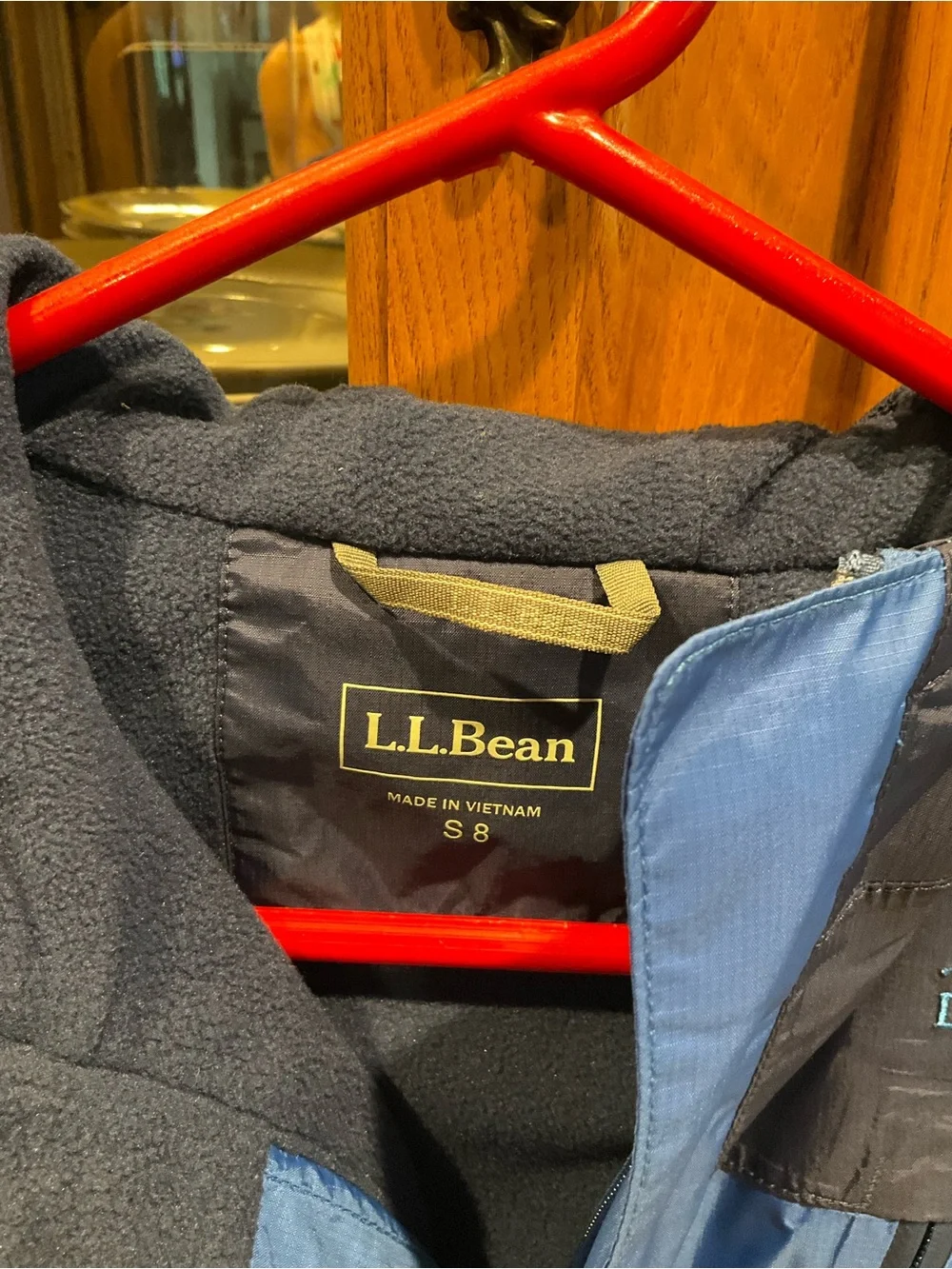 L.L. Bean Kids Blue and Navy Hooded Rain Jacket Coat 8